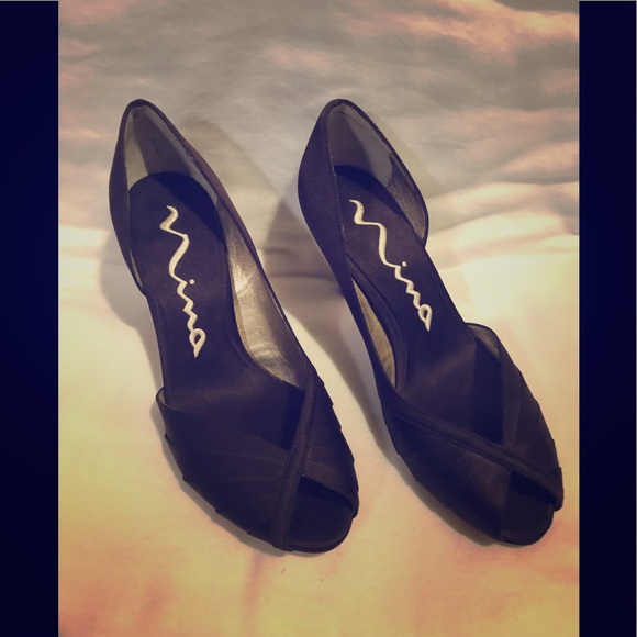 Nina Shoes Shoes - ( SOLD ) NINA BROWN SATIN DRESS SHOES. EUC
